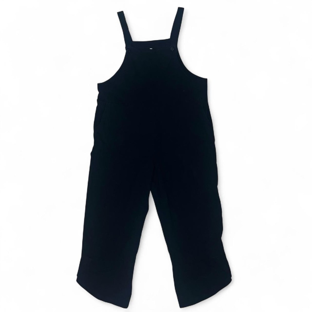 Black cotton-linen overall jumpsuit Women Size M